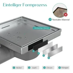 EMKE Bodenablauf quadratisch 152,5 x 152,5 mm 2-in-1 befliesbar inkl. Siphon chrom