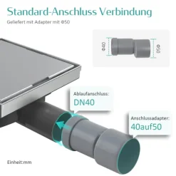 EMKE Bodenablauf quadratisch 152,5 x 152,5 mm 2-in-1 befliesbar inkl. Siphon chrom