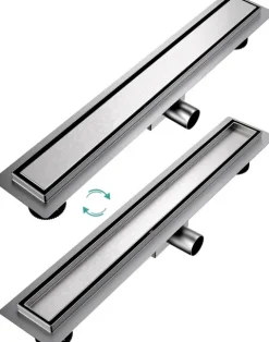 EMKE Duschrinne Edelstahl 60 cm Komplettset, befliesbar, mit Geruchsstop, Haarsieb und Siphon, doppelseitiger Bodenablauf für Badezimmer