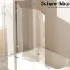 EMKE Duschwand für Badewanne 3-teilig 120 x 140 cm Badewannenaufsatz 6 mm ESG Sicherheitsglas mit Nano-Beschichtung