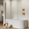 EMKE Duschwand für Badewanne 120 x 140 cm 2-teilig Badewannenaufsatz Faltbare mit Nano-Beschichtung 6mm ESG Glas Chrom