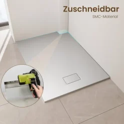 EMKE Duschwanne 120x90 cm Rutschfeste Duschtasse Eckig Flach Weiß SMC (ohne Siphon)
