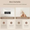 EMKE LED Badspiegel 80 x 60 cm, 3 Lichtfarben einstellbar, mit Anti-Beschlag, LED-Uhr & Kosmetikspiegel