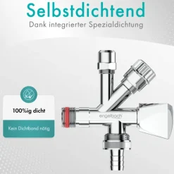 Engelbach® Kombi Eckventil 1/2 Zoll selbstdichtend mit Rückflussverhinderer - Für Kalt- und Warmwasserleitungen mit vielfältigen Anschlussmöglichkeiten
