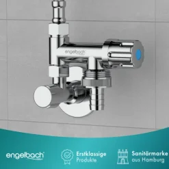Engelbach® Universal Eckfix Gerätezusatzventil mit Rückflussverhinderer - Einfacher Einbau auf vorhandene Eckventile - Zusatzventil aus verchromten Messing