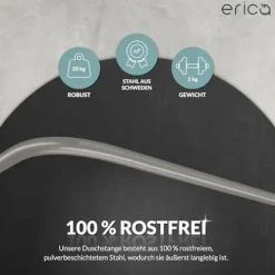 Erica Duschstange 70x90, 90x140 oder 70x160 cm Duschvorhangstange Ecke für Badewannen geeignet, Winkelstange, Montage ohne Deckenstütze, Gebogene Stange, Grau glänzend Pulverbeschichteter Stahl