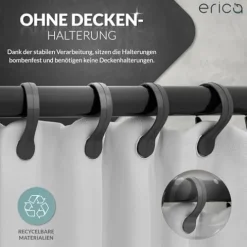 Erica Duschstange 70x90, 90x140 oder 70x160 cm Duschvorhangstange Ecke für Badewannen geeignet, Winkelstange, Montage ohne Deckenstütze, Gebogene Stange, Schwarz Pulverbeschichteter Stahl