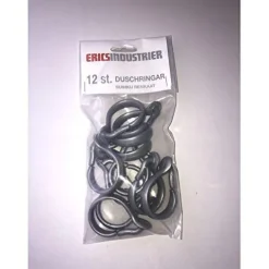 Erica Duschvorhangringe für Duschstange Grau glänzend 12er Packung