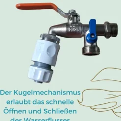 2er Set Garten Wasserhahn Kugelhahn 1/2 Doppelanschluss Außen 1/2 Zoll Doppel Wasserhahn Außenwasserhahn Doppelwasserhahn mit Schlauchanschluss