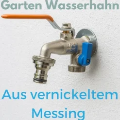 2er Set Garten Wasserhahn Kugelhahn 1/2 Doppelanschluss Außen 1/2 Zoll Doppel Wasserhahn Außenwasserhahn Doppelwasserhahn mit Schlauchanschluss