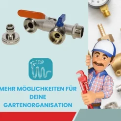 2er Set Garten Wasserhahn Kugelhahn 3/4 Doppelanschluss Außen 3/4 Zoll Doppel Wasserhahn Außenwasserhahn Doppelwasserhahn mit Schlauchanschluss