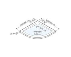 Extraflaches Viertelkreis-Duschwannen Komplettset SCHULTE ExpressPlus 90 x 90 x 3,5 cm alpinweiß glänzend EP212077 04