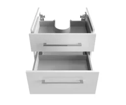 Fackelmann OXFORD Badmöbel Set 3 Teile / Keramik Waschbecken / Waschtischunterschrank mit 2 Schubladen und Soft-Close / Waschtischplatte / Korpus & Front: Weiß / Platte: Schwarz / Breite ca. 60 cm