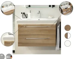 FACKELMANN Waschtischunterschrank Milano BxHxT 100 x 49,2 cm x 47,5 cm Frontfarbe asteiche holzdekor 84212