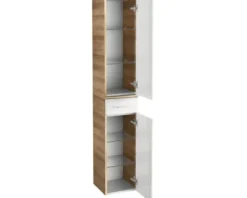 FACKELMANN Hochschrank Milano BxHxT 30 x 165,5 x 32 cm Ast-Eiche weiß