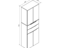 FACKELMANN Hochschrank Style/Kara BxHxT 61 x 176 x 32 cm anthrazit fertig montiert