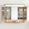 FACKELMANN NATURA Badmöbel Set 2 Teile / Waschbeckenunterschrank mit Schublade / LED Spiegelschrank mit Beleuchtung und 3D-Effekt / Soft-Close-System / Korpus & Front: Braun / Breite: 94 cm
