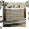 FACKELMANN Waschtischunterschrank Lu x or BxHxT 80 x 60,5 cm x 45 cm Frontfarbe esche grau holzdekor 79801