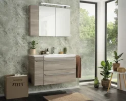 FACKELMANN Waschtischunterschrank Lu x or BxHxT 80 x 60,5 cm x 45 cm Frontfarbe esche grau holzdekor 79801