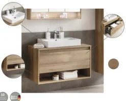 FACKELMANN Waschtischunterschrank Natura BxHxT 93,5 x 52,5 cm x 45,5 cm Frontfarbe asteiche holzdekor 79702