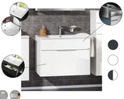 FACKELMANN Waschtischunterschrank Style BxHxT 79,5 x 59 cm x 49 cm Frontfarbe anthrazit glanz 80930