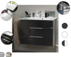 FACKELMANN Waschtischunterschrank Style BxHxT 79,5 x 59 x 49 cm breit anthrazit montiert 80950