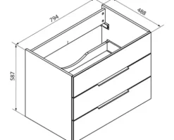 FACKELMANN Waschtischunterschrank Style BxHxT 79,5 x 59 x 49 cm breit anthrazit montiert 80950