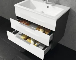 FACKELMANN Waschtischunterschrank Style BxHxT 80 x 59 x 49 cm weiß anthrazit montiert 80953