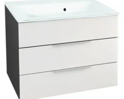 FACKELMANN Waschtischunterschrank Style BxHxT 80 x 59 x 49 cm weiß anthrazit montiert 80953