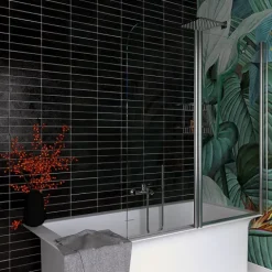 Faltbarer Badewannenaufsatz 140 cm, Klarglas Profilfarbe Chrom | Giada