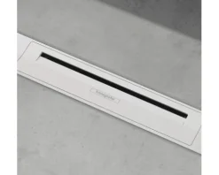 Fertigset Duschrinne hansgrohe RainDrain Flex 700 mm kürzbar weiß matt Wandmontage 56050700 ohne Grundkörper