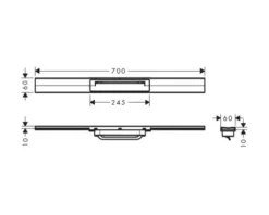 Fertigset Duschrinne hansgrohe RainDrain Flex 700 mm kürzbar schwarz matt 56043670 ohne Grundkörper