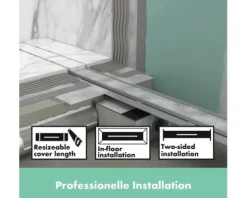 Fertigset Duschrinne hansgrohe RainDrain Rock 1000 mm befliesbar 56033000 ohne Installationsset und den uBox Grundkörper