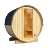 FinnTherm Comfort Set Fasssauna Mini XXS Fasssauna 3 Sitzbänke aus Holz, Sauna mit 42 mm Wandstärke Außensauna, Naturbelassen 2x1,3m