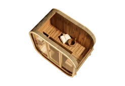 FinnTherm Fasssauna Ellipso M Fasssauna 4 Sitzbänke aus Holz Sauna mit 42 mm Wandstärke, Außensauna mit Montagematerial