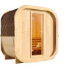 FinnTherm Fasssauna ScandiCube Mini XXS Fasssauna 1 Sitzbänke aus Holz, Sauna mit 42 mm Wandstärke, Außensauna mit Montagematerial ohne Fenster, Naturbelassen 2x1,3m