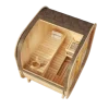 FinnTherm Fasssauna ScandiCube Mini XS Fasssauna 2 Sitzbänke aus Holz, Sauna mit 42 mm Wandstärke, Außensauna mit Montagematerial mit Glasfront, Naturbelassen 2x1,6m