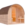 FinnTherm Fasssauna ScandiPod Premium Fasssauna 2 Sitzbänke aus Holz, Sauna mit 42 mm Wandstärke, Außensauna mit Montagematerial ohne Fenster, Naturbelassen 2x2,8m
