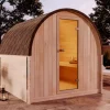 FinnTherm Fasssauna ScandiPod Comfort Fasssauna 2 Sitzbänke aus Holz, Sauna mit 42 mm Wandstärke, Außensauna mit Montagematerial ohne Fenster, Naturbelassen 2x2,2m
