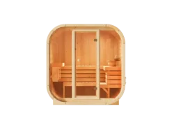 FinnTherm Innensauna Ellipso M Innensauna 4 Sitzbänke aus Holz, Saunakabine mit 42 mm Wandstärke, Dampfsauna mit Montagematerial, Naturbelassen