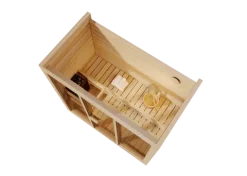 FinnTherm Innensauna Kuuma M Innensauna 2 Sitzbänke aus Holz, Saunakabine mit 42 mm Wandstärke, Dampfsauna mit Montagematerial, Naturbelassen