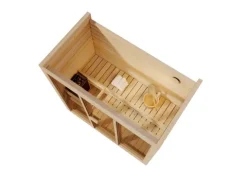 FinnTherm Innensauna Kuuma M Innensauna 2 Sitzbänke aus Holz, Saunakabine mit 42 mm Wandstärke, Dampfsauna mit Montagematerial, Naturbelassen