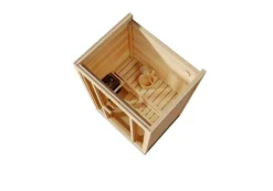 FinnTherm Innensauna Kuuma S Innensauna 2 Sitzbänke aus Holz, Saunakabine mit 42 mm Wandstärke, Dampfsauna mit Montagematerial, Naturbelassen