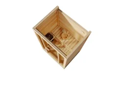 FinnTherm Innensauna Kuuma S Innensauna 2 Sitzbänke aus Holz, Saunakabine mit 42 mm Wandstärke, Dampfsauna mit Montagematerial, Naturbelassen