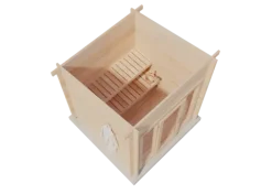 FinnTherm Saunahaus Lizzy XXS Gartensauna 2 Sitzbänke aus Holz, Sauna mit 40 mm Wandstärke, Außensauna mit Montagematerial, Naturbelassen