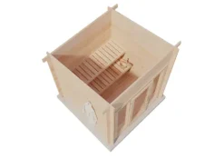 FinnTherm Saunahaus Lizzy XXS Gartensauna 2 Sitzbänke aus Holz, Sauna mit 40 mm Wandstärke, Außensauna mit Montagematerial, Naturbelassen