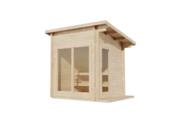 FinnTherm Saunahaus Lizzy XS Gartensauna 2 Sitzbänke aus Holz, Sauna mit 40 mm Wandstärke, Außensauna mit Montagematerial, Naturbelassen