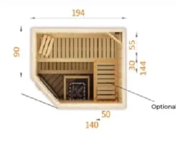 FinnTherm Innensauna Corner Innensauna 2 Sitzbänke aus Holz, Saunakabine mit 72 mm Wandstärke, Dampfsauna mit Montagematerial, Naturbelassen 1,8x1,4m