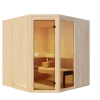FinnTherm Innensauna Family Innensauna 3 Sitzbänke aus Holz, Saunakabine mit 72 mm Wandstärke, Dampfsauna mit Montagematerial, Naturbelassen 1,9x1,9m