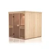 FinnTherm Innensauna Karina Innensauna 2 Sitzbänke aus Holz, Saunakabine mit 72 mm Wandstärke, Dampfsauna mit Montagematerial, Naturbelassen 1,8x1,9m
